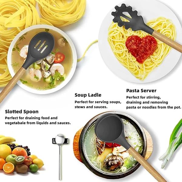 Trenze 12 Pcs Non Stick Kitchen Cooking Utensils Set with Wooden Handles TRENZE