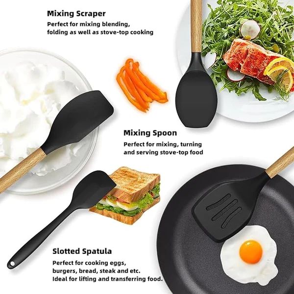 Trenze 12 Pcs Non Stick Kitchen Cooking Utensils Set with Wooden Handles TRENZE