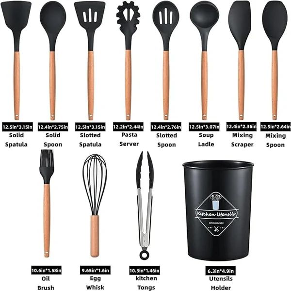 Trenze 12 Pcs Non Stick Kitchen Cooking Utensils Set with Wooden Handles TRENZE