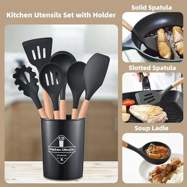 Trenze 12 Pcs Non Stick Kitchen Cooking Utensils Set with Wooden Handles TRENZE
