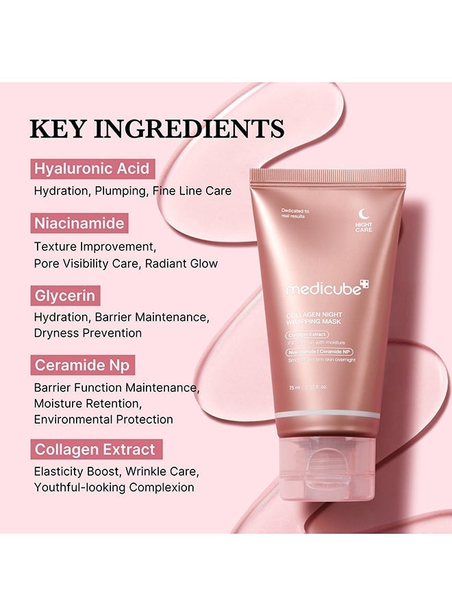 Trenze Medicube Collagen Overnight Wrapping Mask, Korean Peel Off Sleeping Mask For Glowing Skin, Deep Hydration & Firming Face Care TRENZE