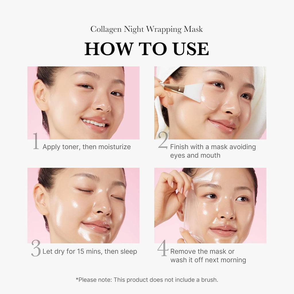Trenze Medicube Collagen Overnight Wrapping Mask, Korean Peel Off Sleeping Mask For Glowing Skin, Deep Hydration & Firming Face Care TRENZE