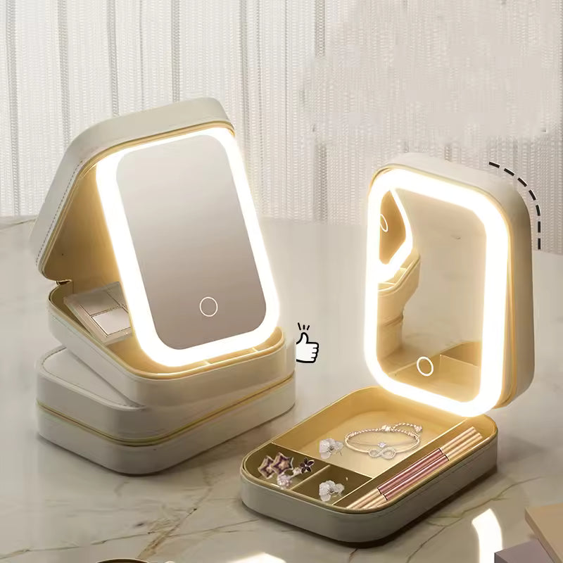 Premium LED Makeup Storage Organizer Mirror