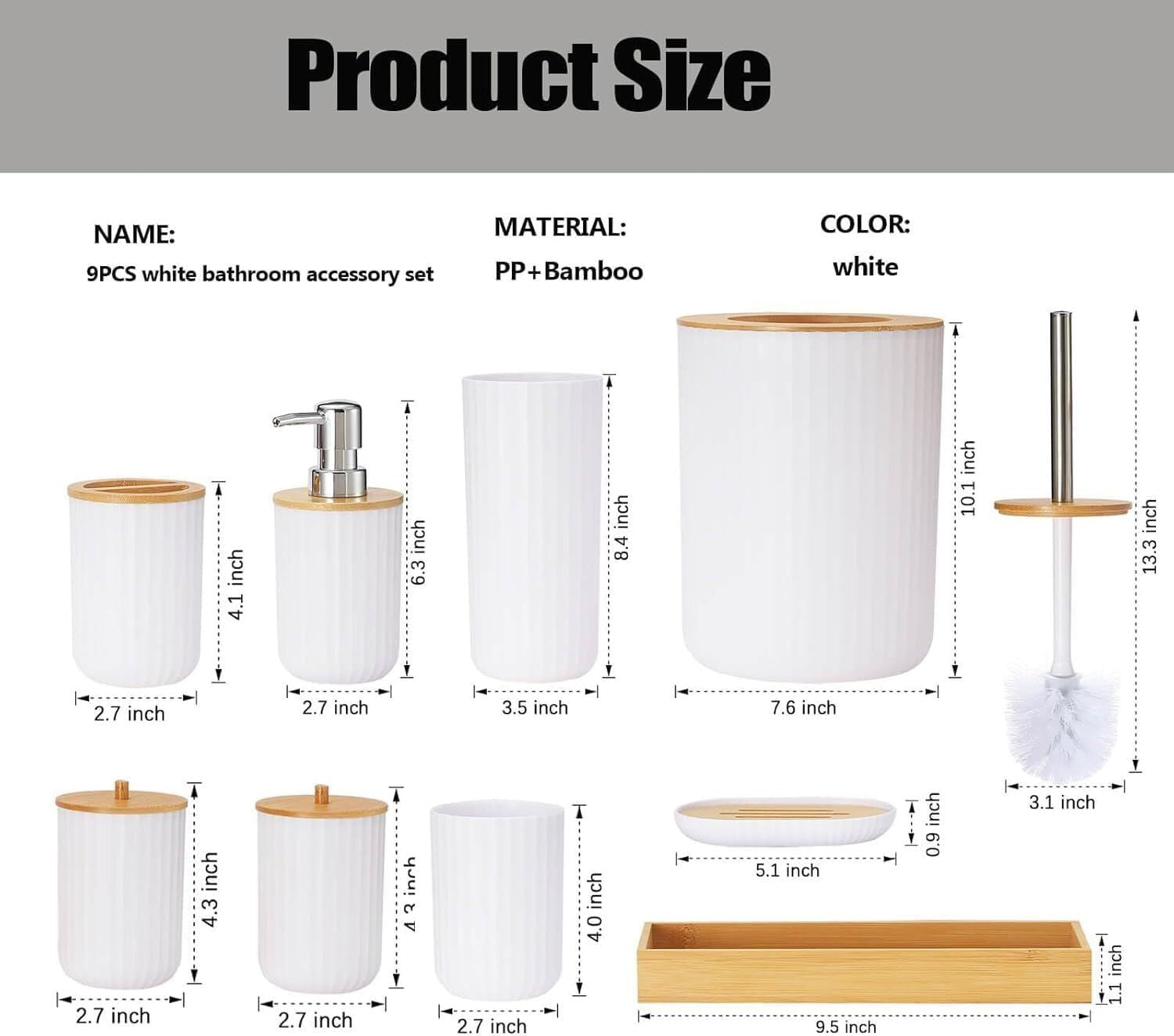 Trenze Luxury Bathroom Accessories 6 Piece Set, Modern Bathroom Organizer & Countertop Essentials TRENZE