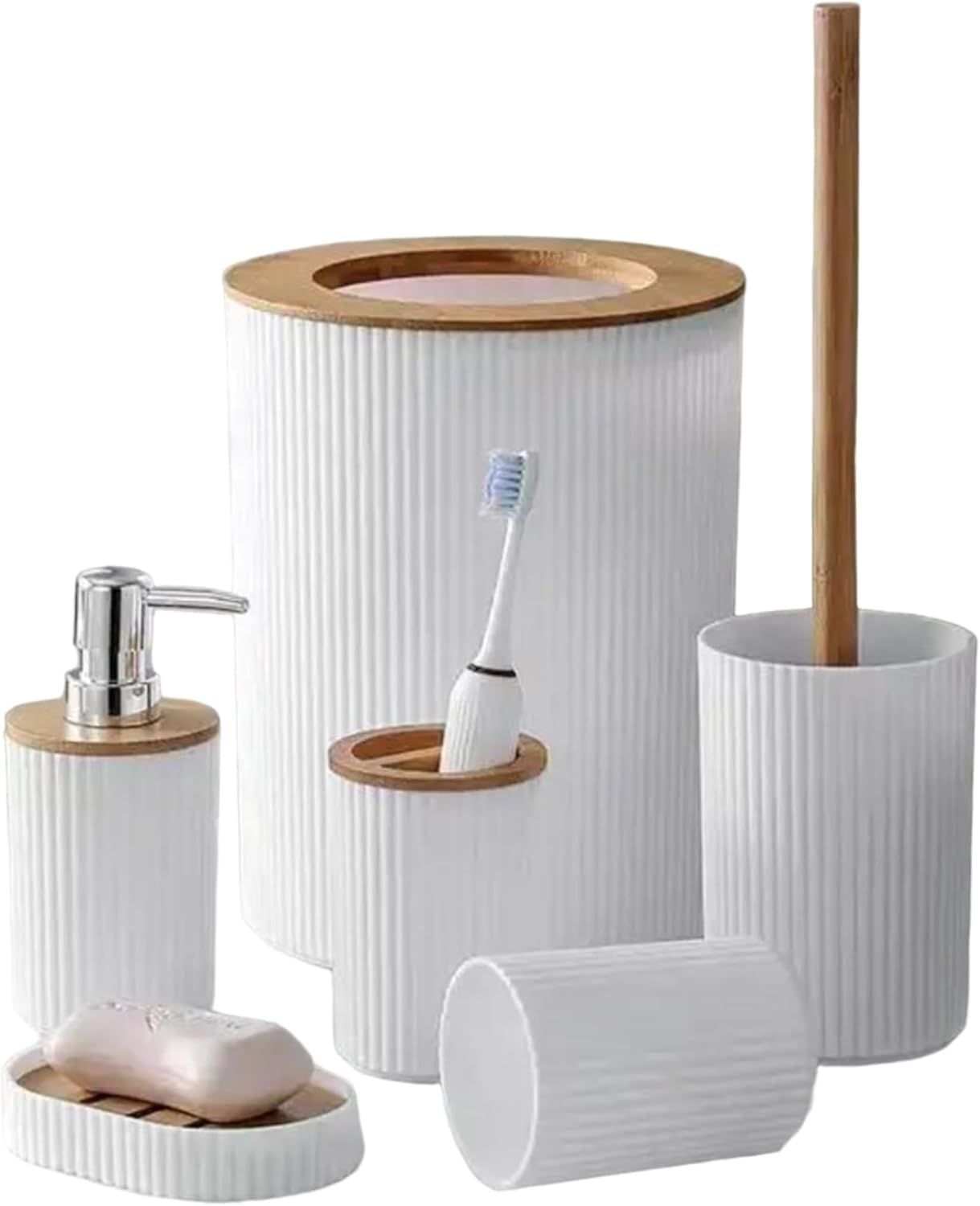 Trenze Luxury Bathroom Accessories 6 Piece Set, Modern Bathroom Organizer & Countertop Essentials TRENZE